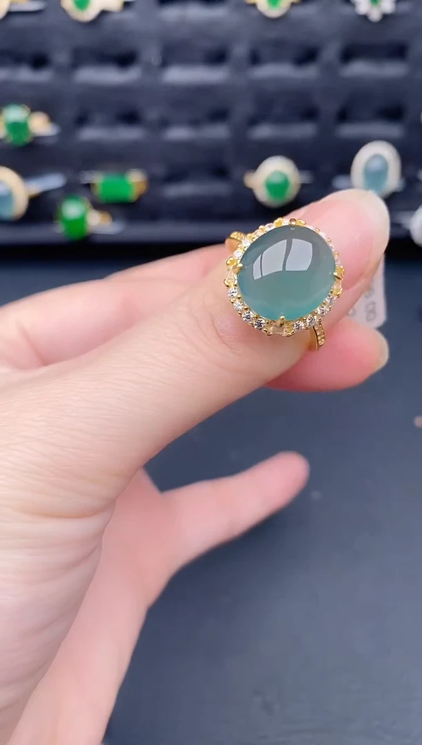 银S925镶嵌戒指翡翠天然a货翡翠195