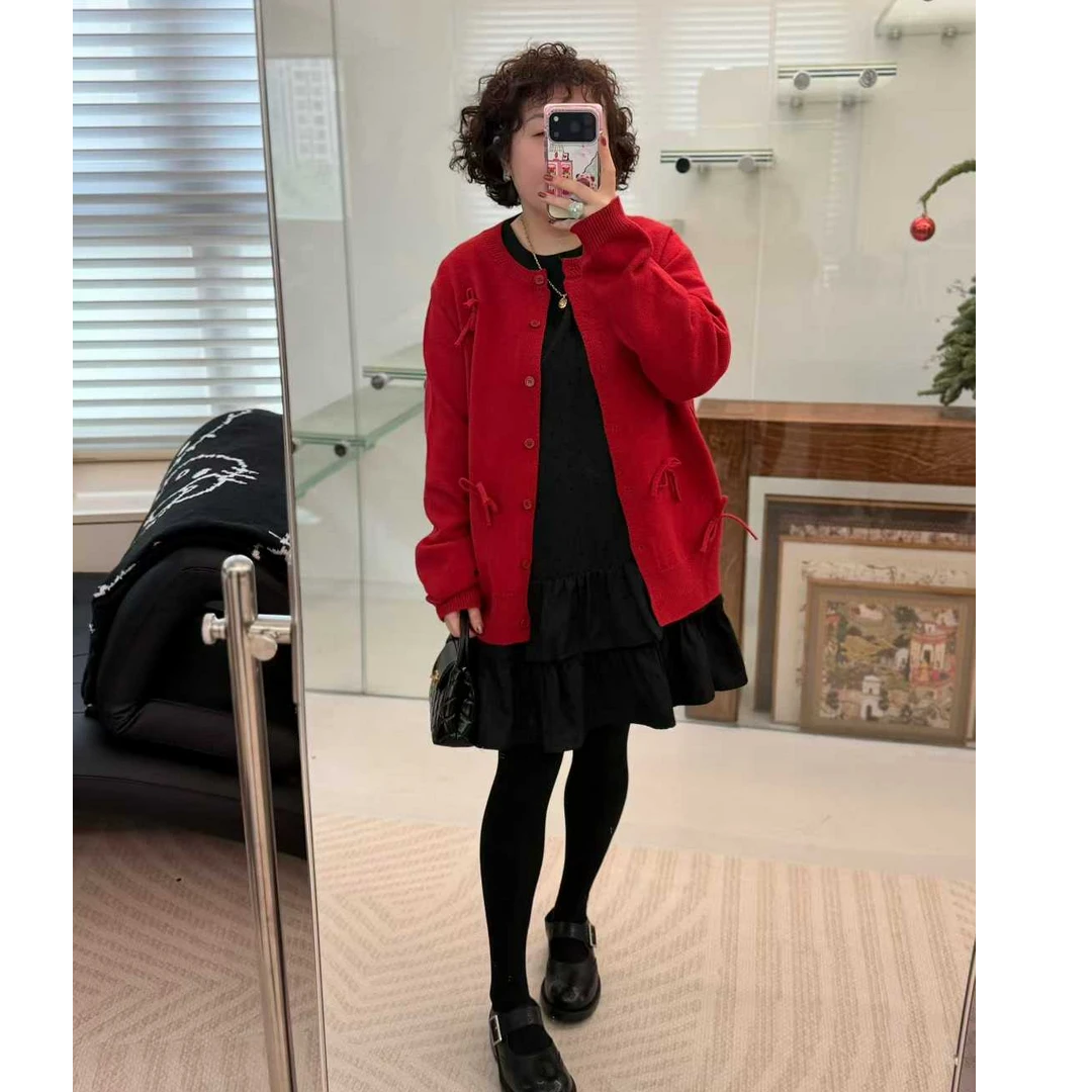 MEET   冬季百搭蝴蝶结开衫