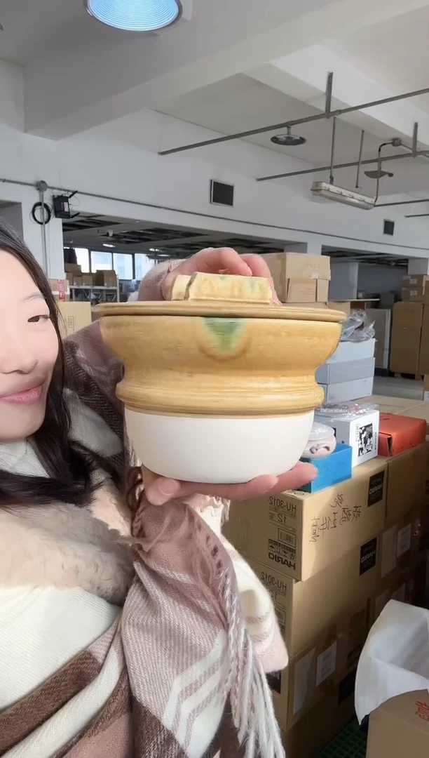 陶土信乐烧 小原制黄釉饭锅