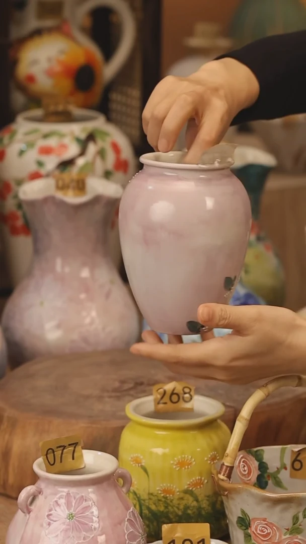 陶瓷景德镇设计师手作花器摆件侘寂风@M172@