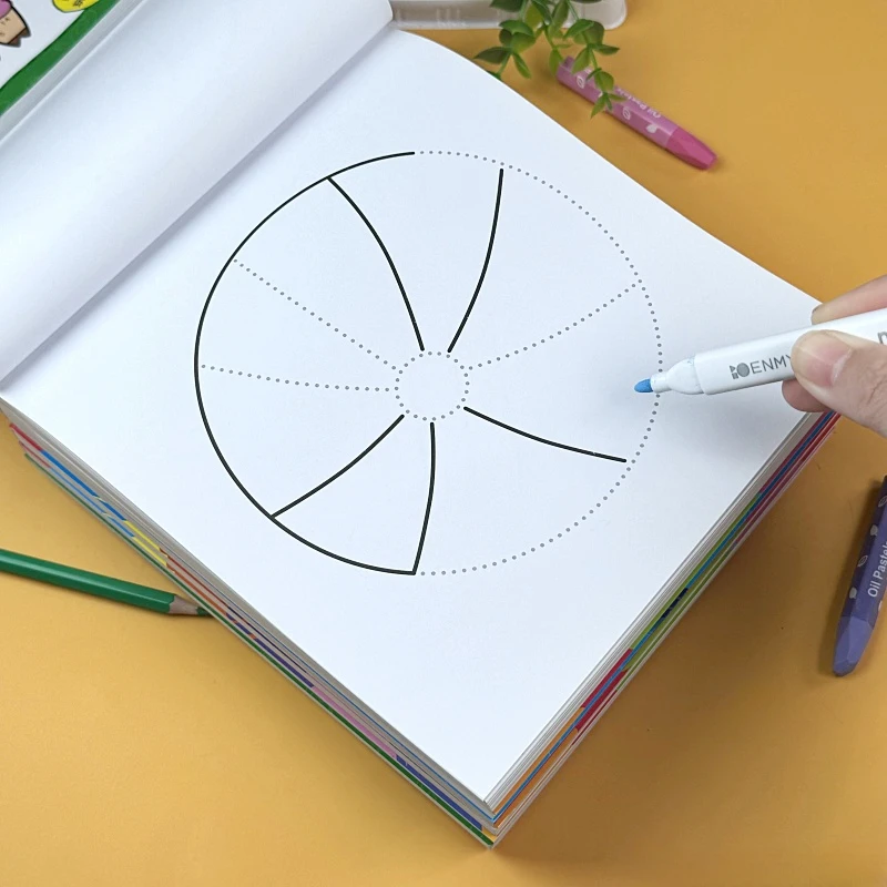 儿童描线虚线画画本3-6岁连线画册 幼儿园线描勾线涂色控笔图画本