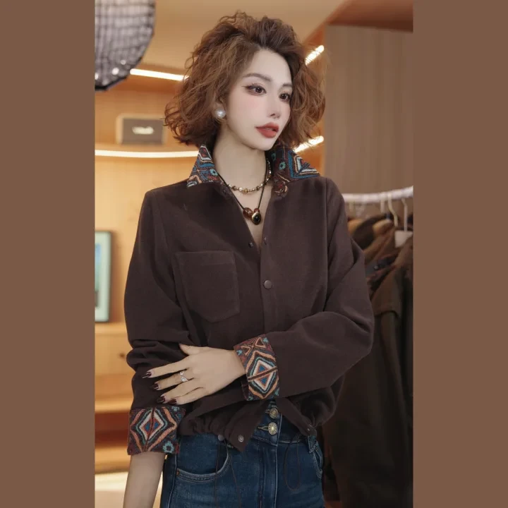 七奈 「毫颗」法式百搭简约休闲显瘦合身单排扣衬衫QN13797