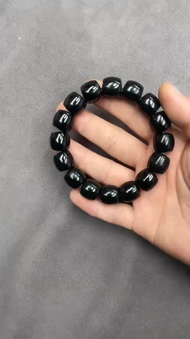 手串未镶嵌和田玉纯天然新疆塔县黑青14直切