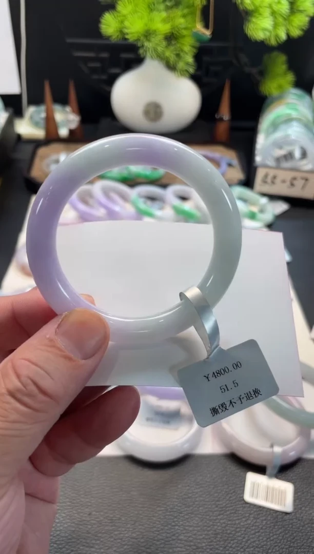 未镶嵌手镯翡翠79号链接 51.5圆条 有纹