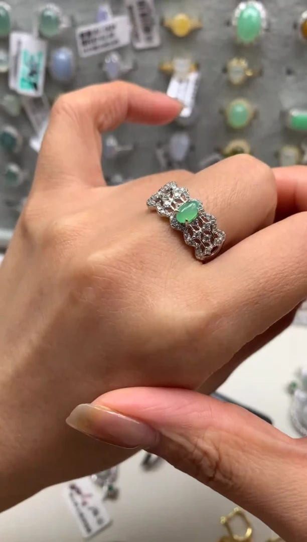 银S925镶嵌戒指翡翠2