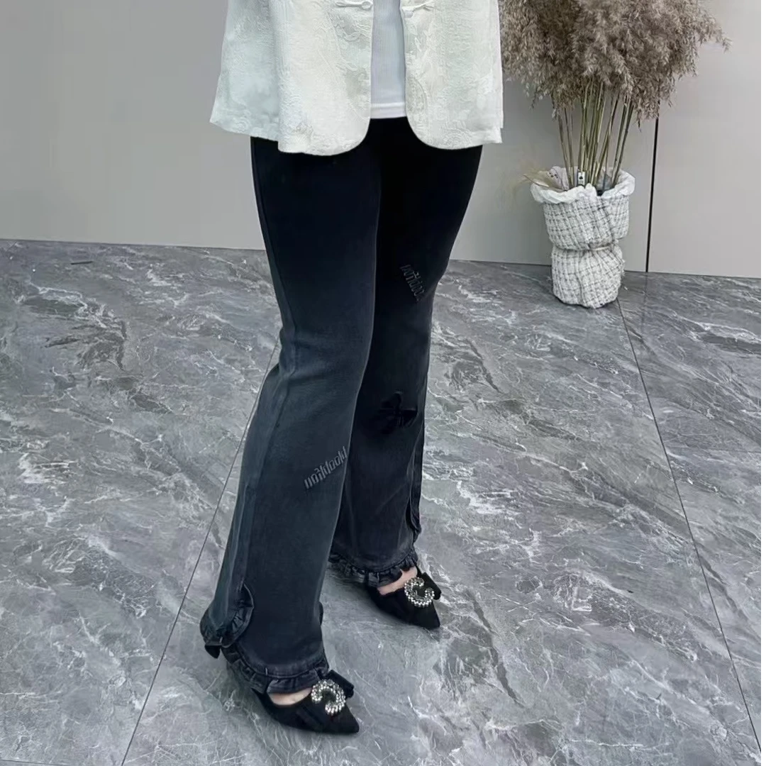 2025春季新款高腰显瘦弹力修身微喇叭牛仔裤女百搭洋气时髦长裤潮
