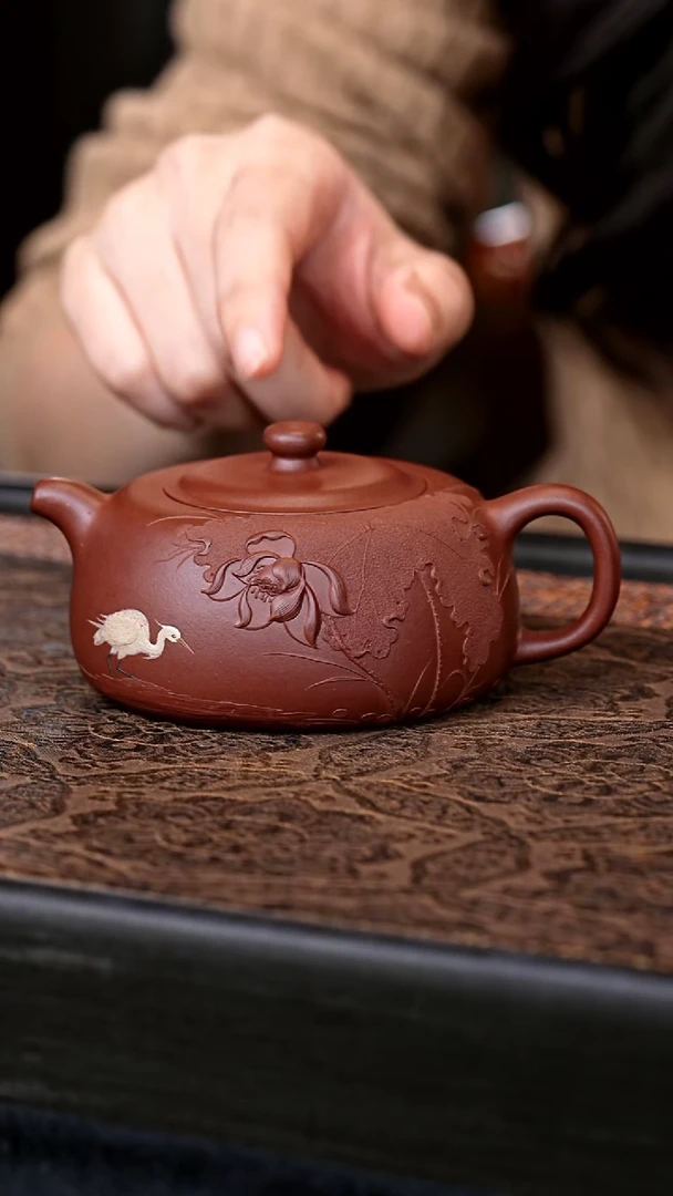 茶壶紫砂全手白鹭·井栏 一物见春