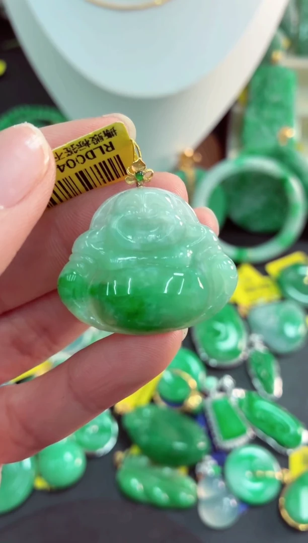 吊坠(不含链)18K金镶嵌翡翠天然缅甸翡翠A货