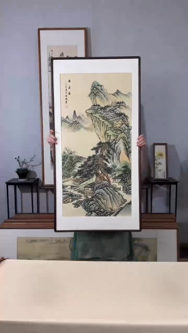 国画手绘*雅居图*62*122cm带框发货