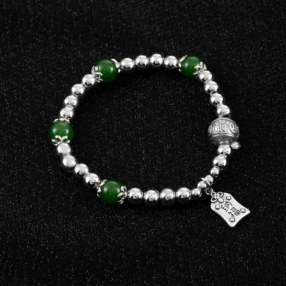 天然玉石珠宝 s925银 烟岚绕腕 月华盈袖 手链 s0039