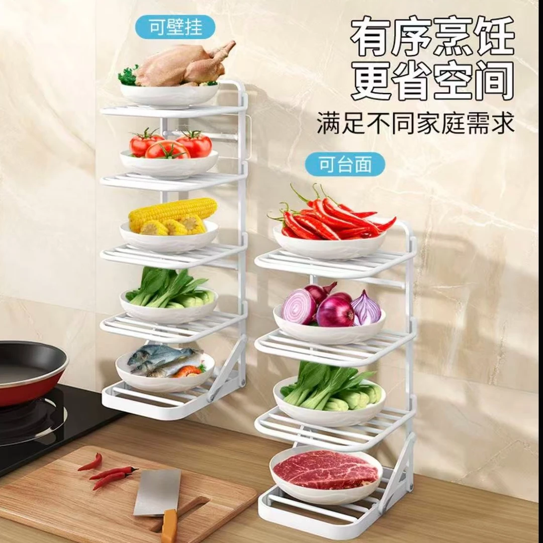 【放菜多层架子神器】可折叠透明大容量三层分层置物架多层收纳架