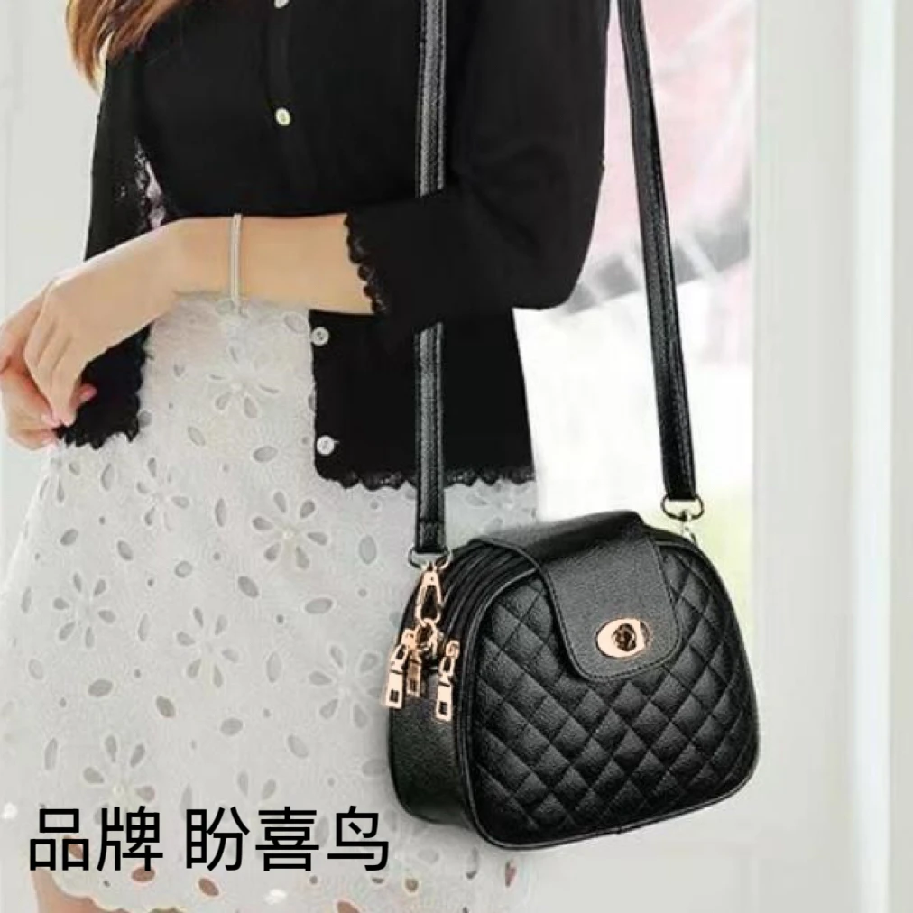 盼喜鸟2025时尚女士斜跨小包经典女包春夏女士单肩黑色小包包女款