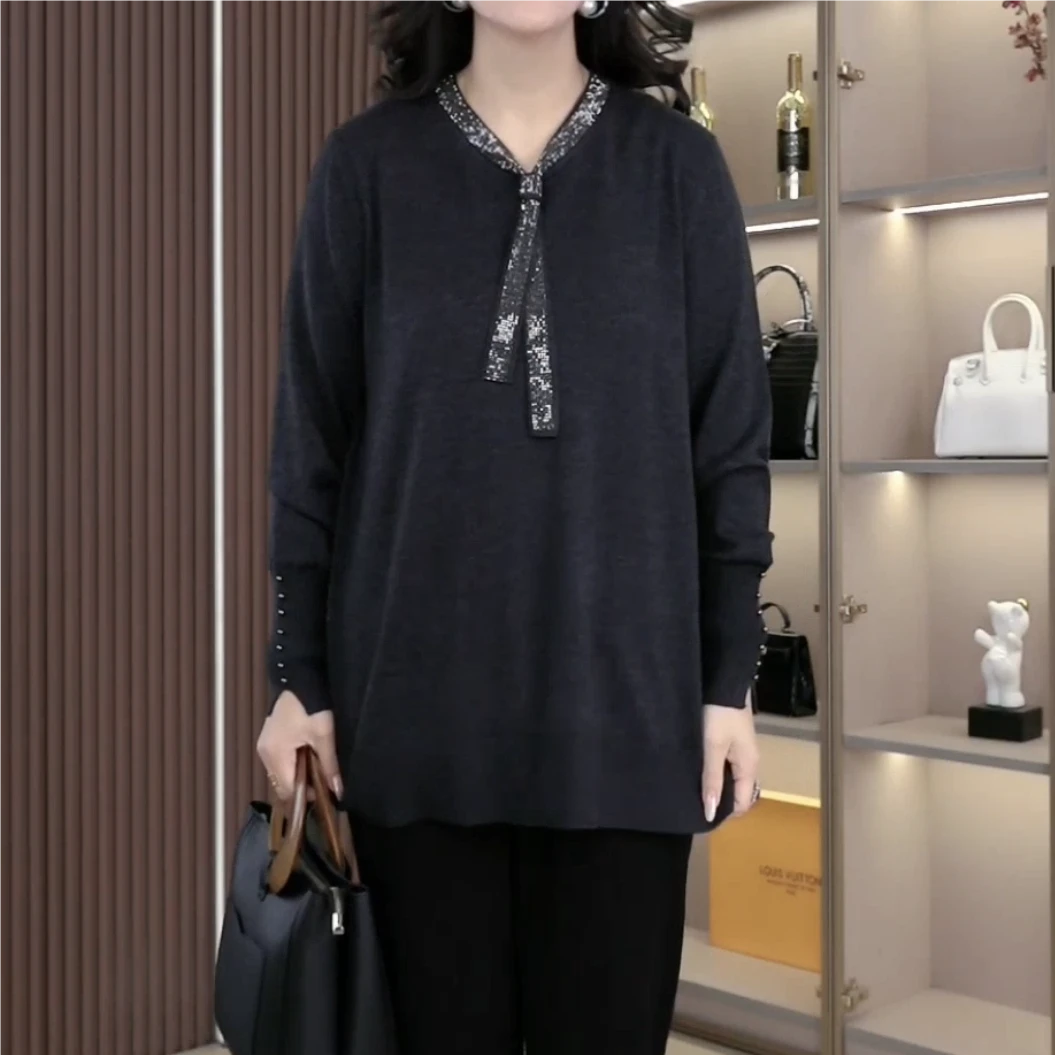 大码女装秋季新款纯色高级显瘦遮肉百搭上衣OMX25A0123