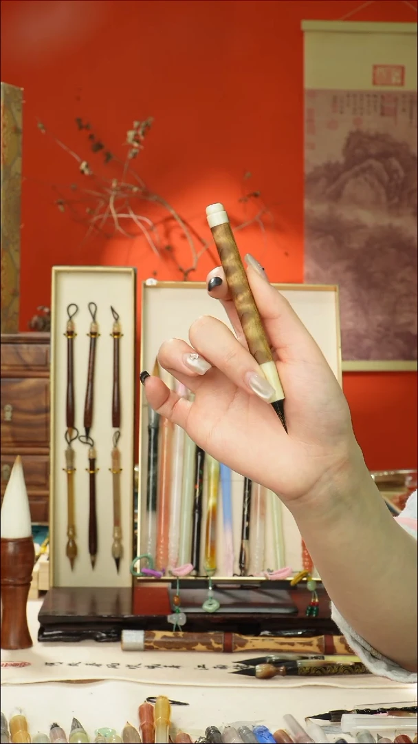 456号闪孤品高货毛笔链接 清水试笔 蘸墨不退