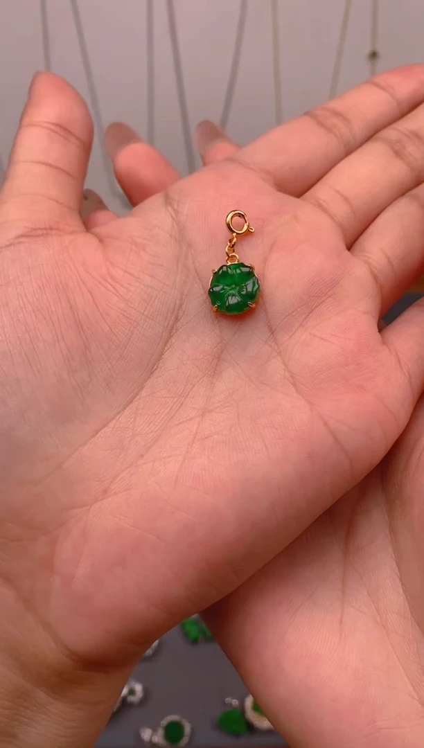 吊坠(不含链)银S925镶嵌翡翠花花万能扣