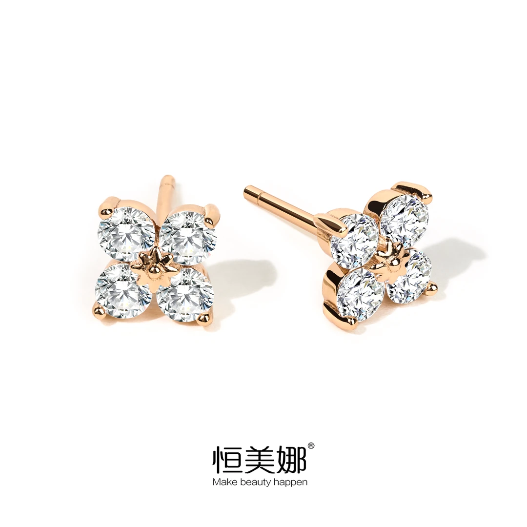 925银莫桑石耳饰 花花硅胶耳钉气质轻奢百搭小众简约网红韩版