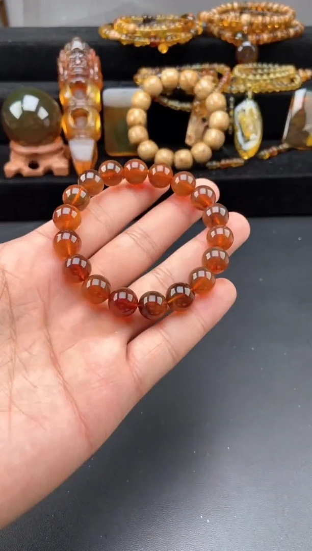 【闪购商品】琥珀手链未镶嵌金棕红手串