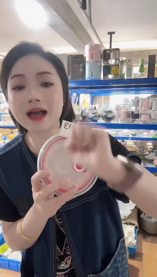 瓷片全新高端瓷器线草13cm平底碗一只C093(+盖子