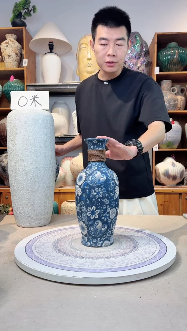 瓶陶瓷花瓶  福利  青花麻绳中号  不装水