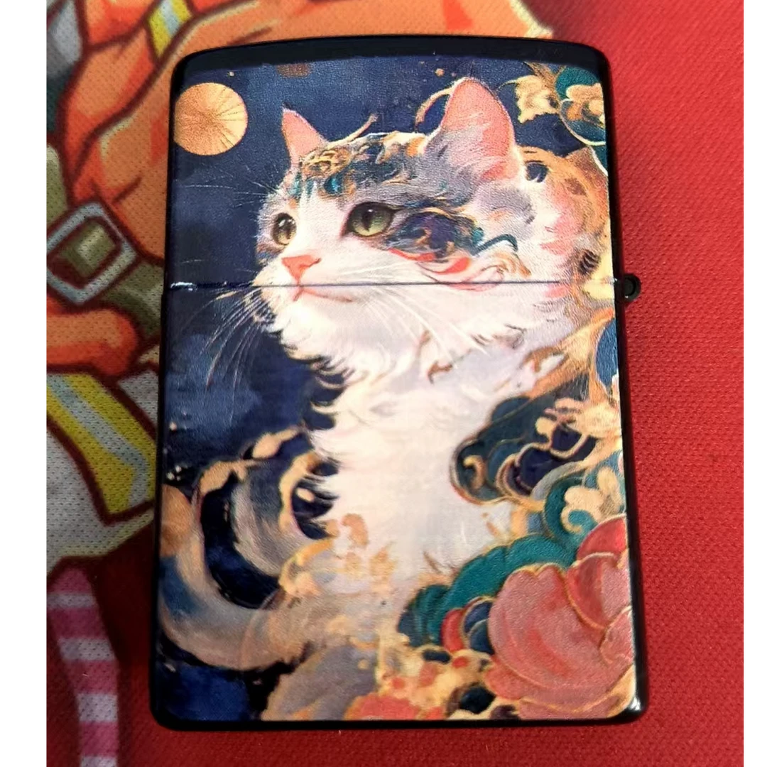 黑漆彩印仰望猫煤油打火机