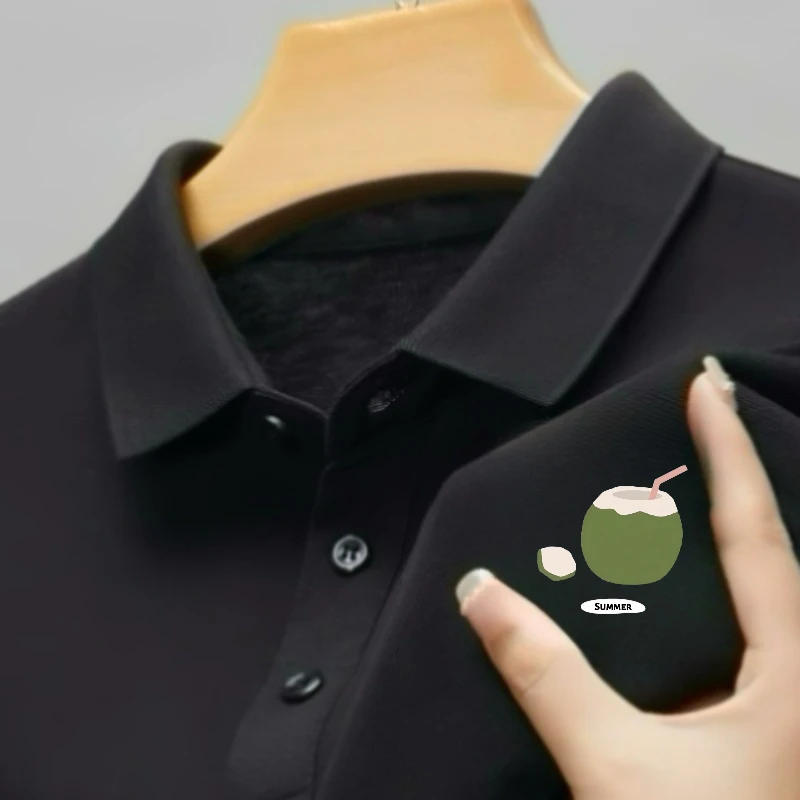 夏季新款polo衫男款清新椰子短袖轻熟风翻领T恤青年帅气印花半袖