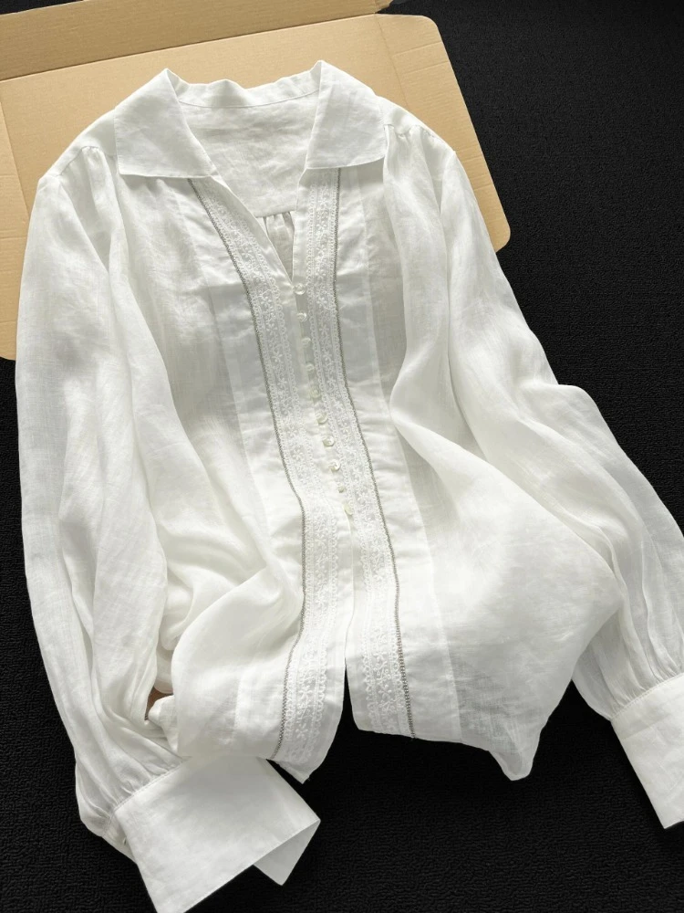 法式小资上衣女秋时尚时髦洋气高级感超好看独特漂亮白色长袖衬衫