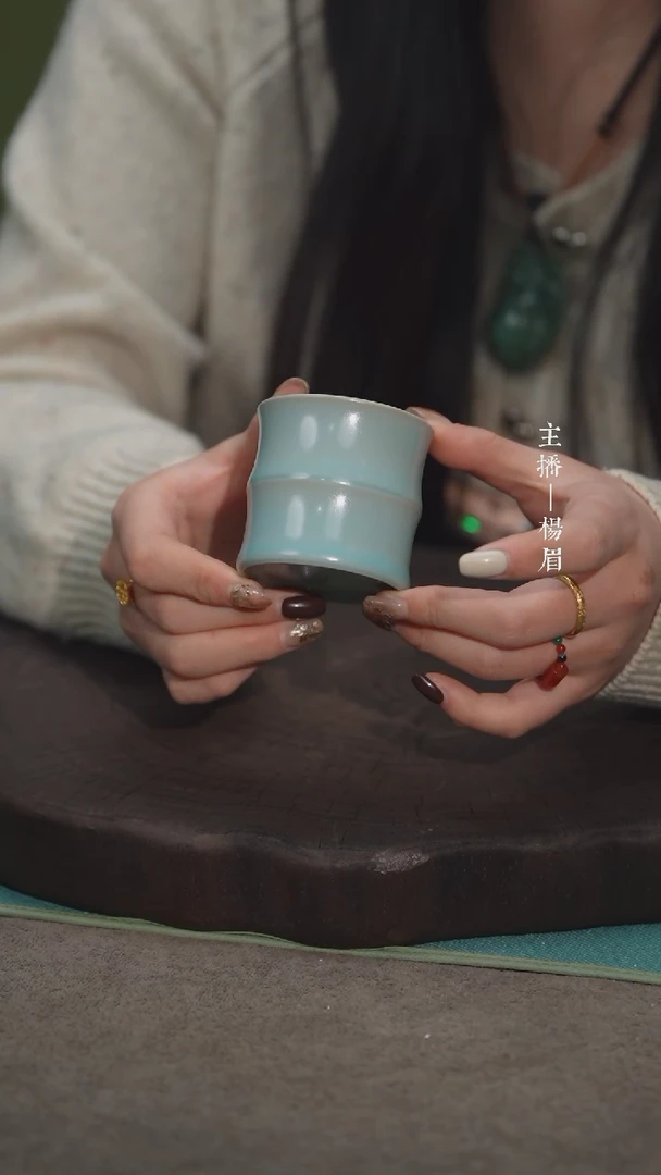 【闪购商品】大竹节杯（柳叶）-汝瓷张海英老师-眉