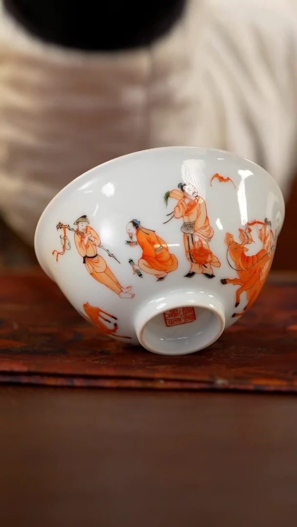 【闪购商品】快雪时晴古彩人物大撇口杯-老子出关