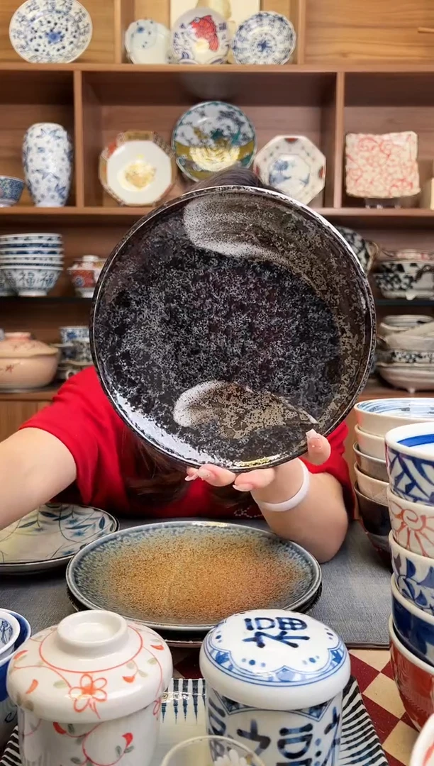 瓷片明世荒刷毛19.5cm浅盘