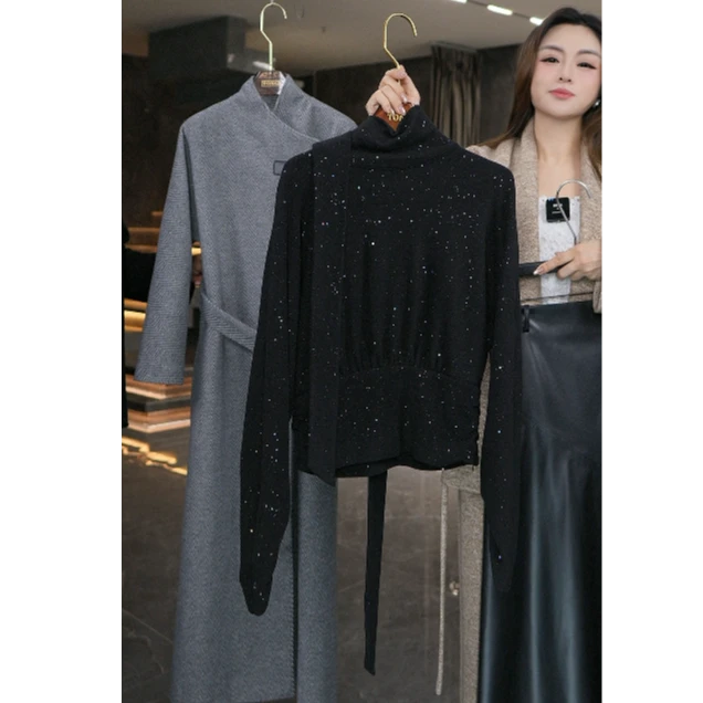 【彤姐专属】气质设计感轻奢休闲时尚简约冬季上衣黑色4081