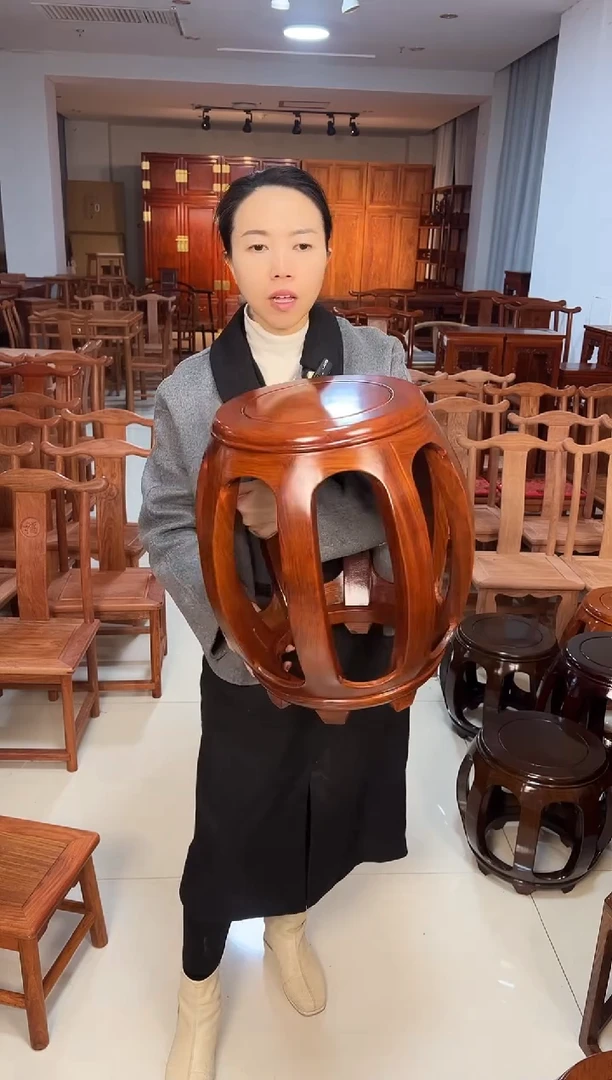 紫檀木类端景台大鼓凳43.5