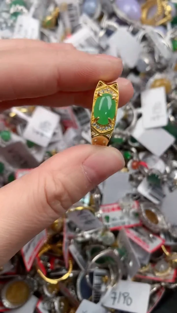 银S925镶嵌戒指翡翠10-10-10    7