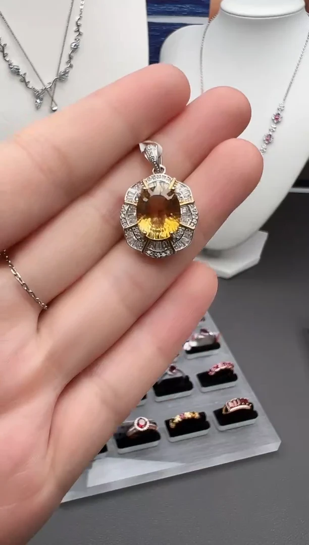 颈饰银S925镶嵌黄晶16