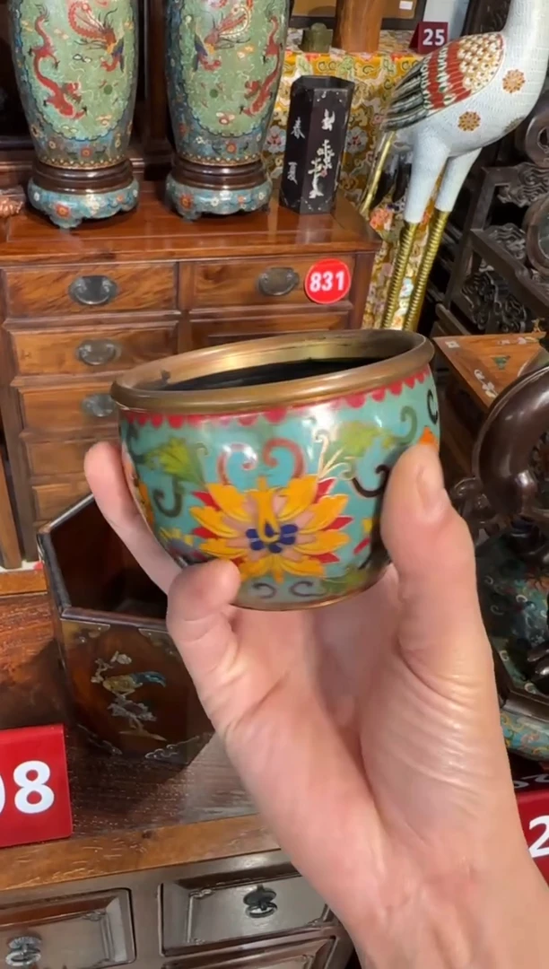 木木头款景泰蓝浅蓝缸168