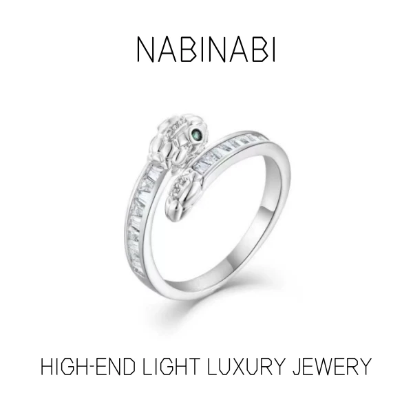 铜合金锆石戒指 【绿眼灵蛇】0091蛇年高级闪钻开口可调节轻奢镶嵌