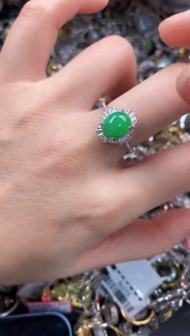 银S925镶嵌戒指翡翠999   4