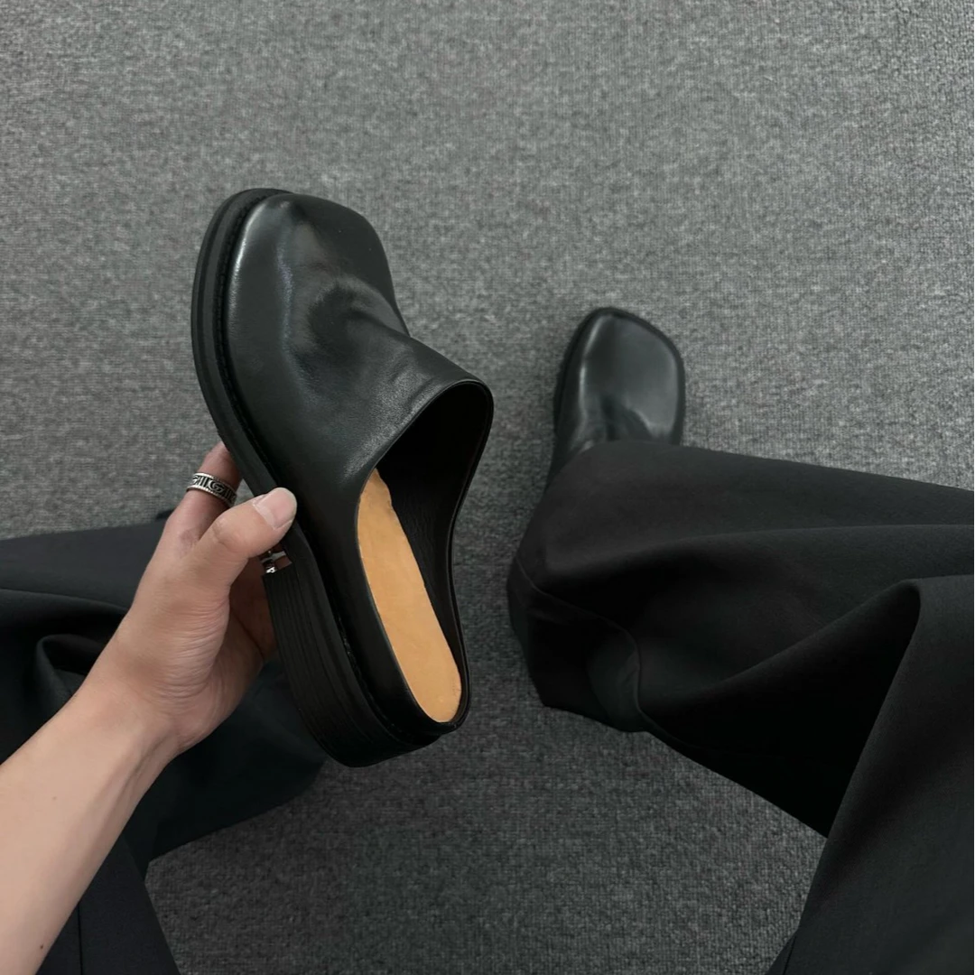 男女厚底包头皮凉拖鞋休闲勃肯拖鞋大头增高德比鞋情侣外穿半拖鞋