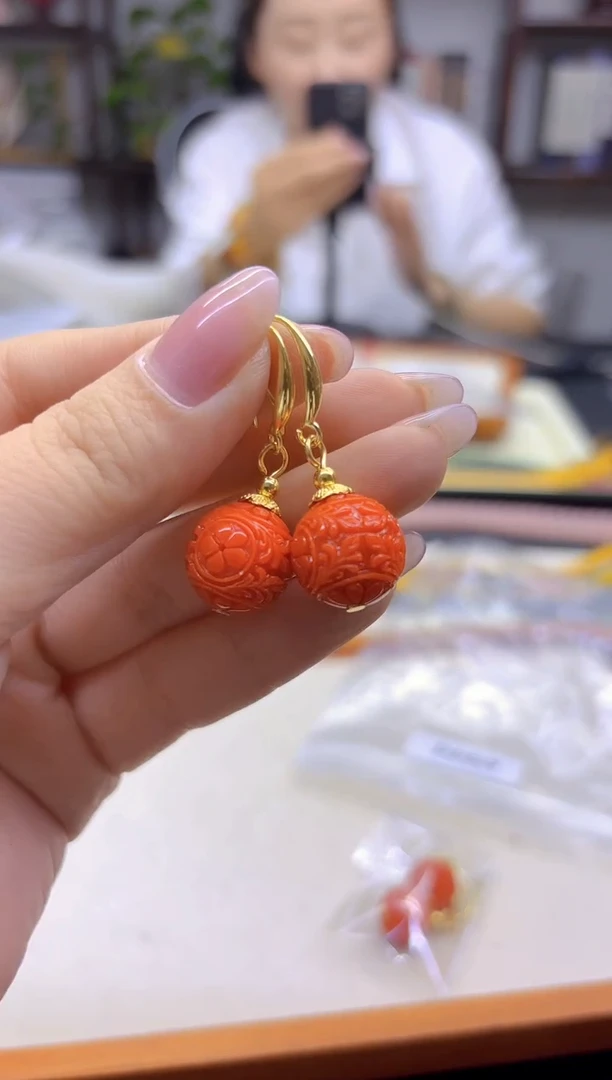 14K金镶嵌耳坠玛瑙/玉髓DIY款E944