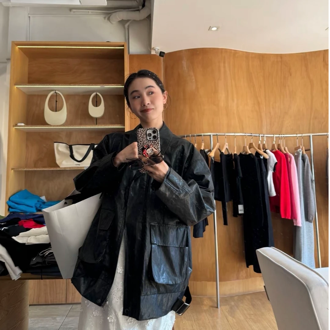 【IN.choose u笑笑】2025春季新款美式复古机车皮衣外套#87691