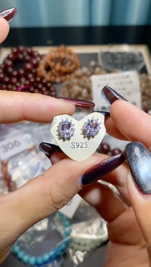 【闪购商品】水晶手串未镶嵌紫水晶耳环编码308