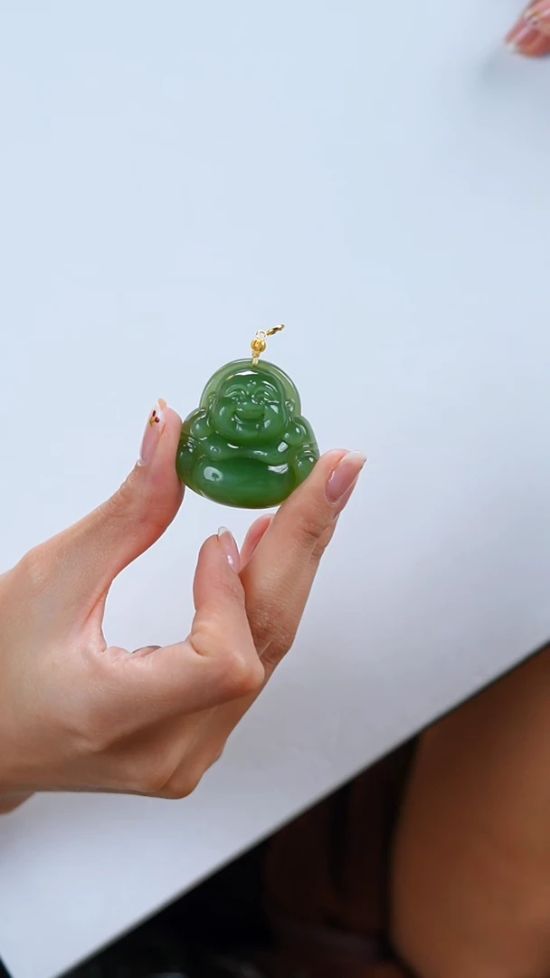 吊坠(不含链)18K金镶嵌和田玉吊坠