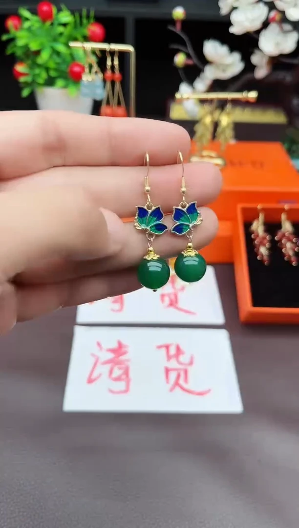 玛瑙/玉髓耳饰银S925镶嵌337000