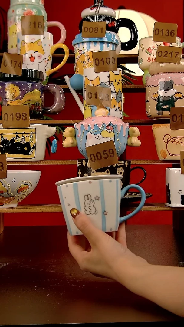 壶DIY景德镇陶瓷纯手工卡通风杯子