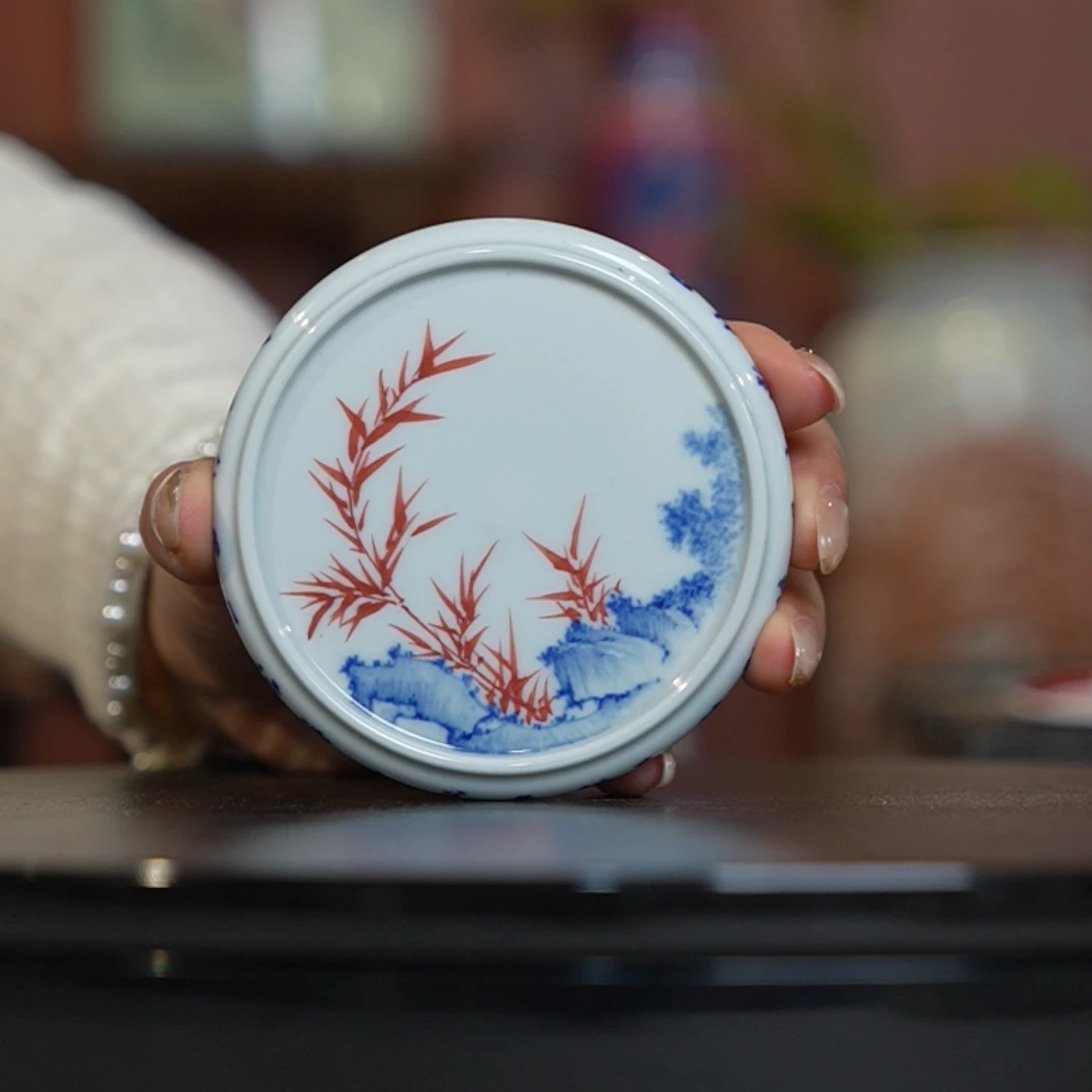 1.4a/M43D/甫生雅集/青花山石竹子壶承