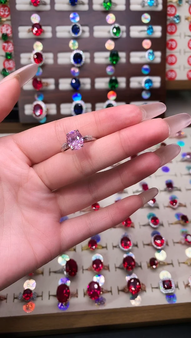 银S925镶嵌戒指碧玺8*10 银托