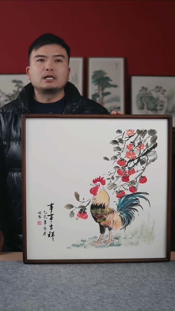 国画纯手写纯手绘-带框尺寸52*52