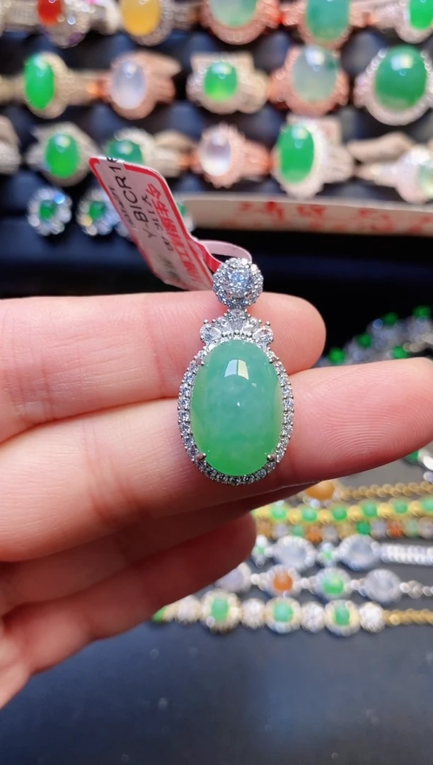 银S925镶嵌戒指翡翠天然