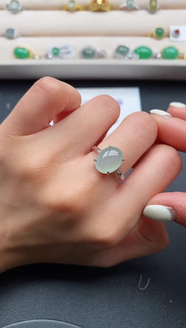 银S925镶嵌戒指翡翠666666+5