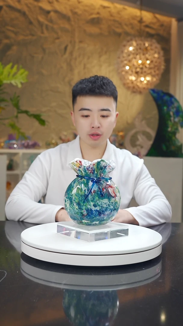 手工艺品琉璃莫奈花园设计款福袋摆件