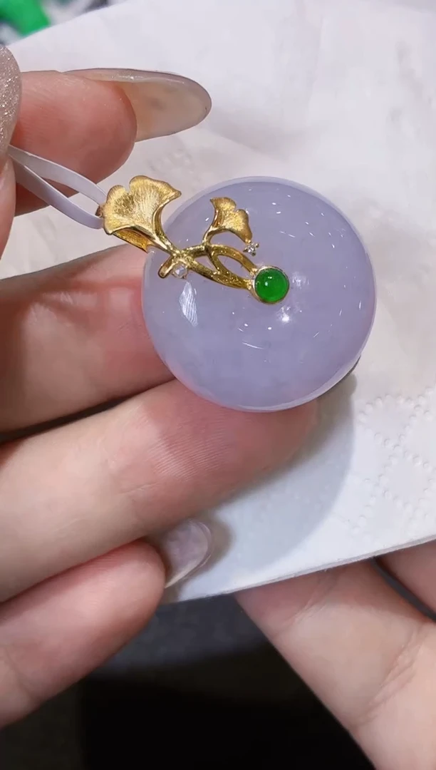 吊坠(不含链)18K金镶嵌翡翠天然A货翡翠